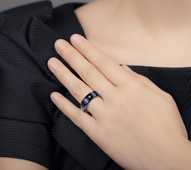 I000354 Custom Smart Ring OLED Display IP68 Waterproof App Control