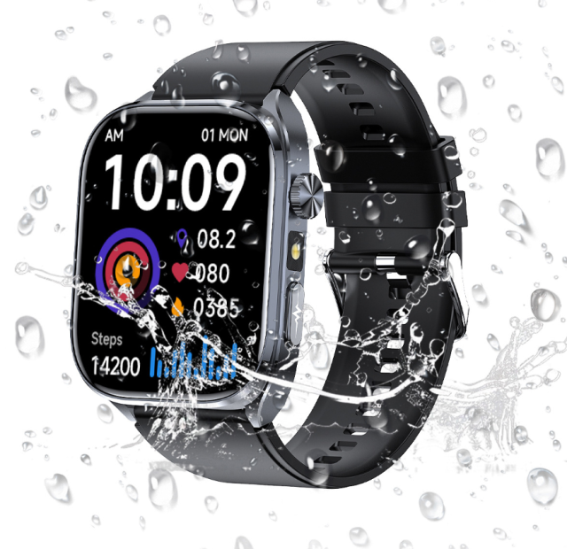 I000374 Smart Watch Silicone Strap Fitness Monitoring, GPS Tracking, IP68 Waterproof, Sports Style, Men's Design, 2025 New Style Universal Use