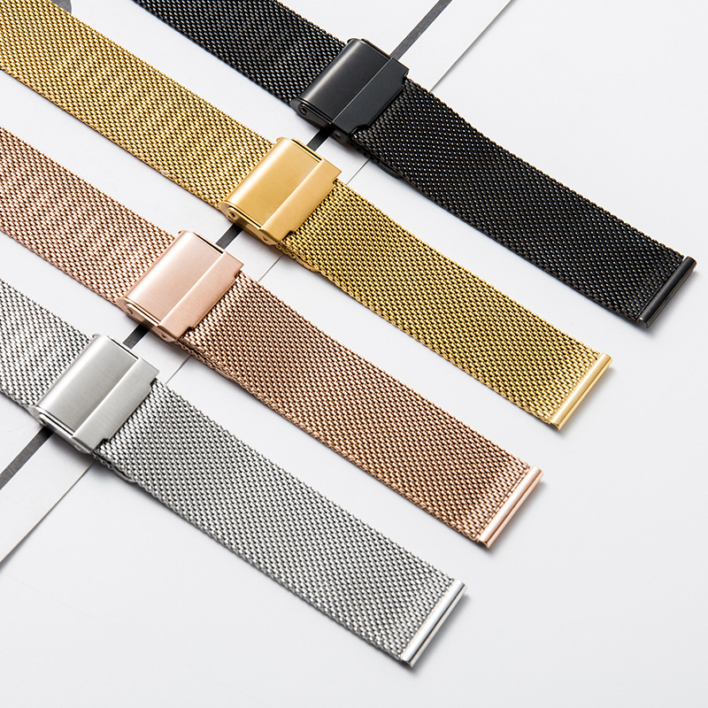 I000371 Universal Watch Replacement Strap Quick Release, Mesh Stainless Steel, Milanese Bracelet Style, Thin Design, With Spring Bar DW/Universal Smart Watch