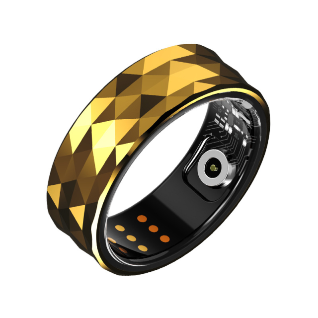 I000355 Smart Ring Fitness & Sleep Tracker Long-Lasting Battery Waterproof Diamond Pattern Design