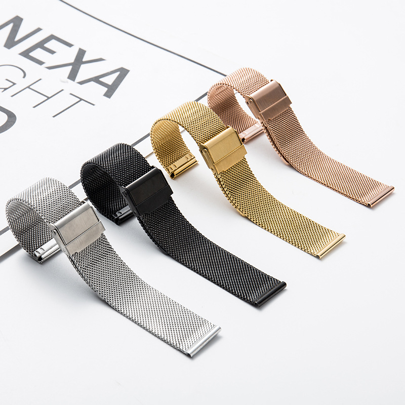 I000371 Universal Watch Replacement Strap Quick Release, Mesh Stainless Steel, Milanese Bracelet Style, Thin Design, With Spring Bar DW/Universal Smart Watch