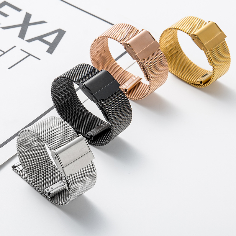 I000371 Universal Watch Replacement Strap Quick Release, Mesh Stainless Steel, Milanese Bracelet Style, Thin Design, With Spring Bar DW/Universal Smart Watch