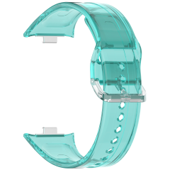 Turns from translucent green to blue