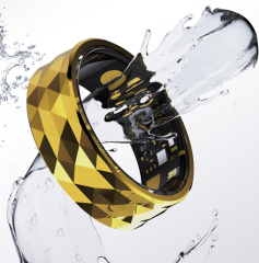 I000355 Smart Ring Fitness & Sleep Tracker Long-Lasting Battery Waterproof Diamond Pattern Design