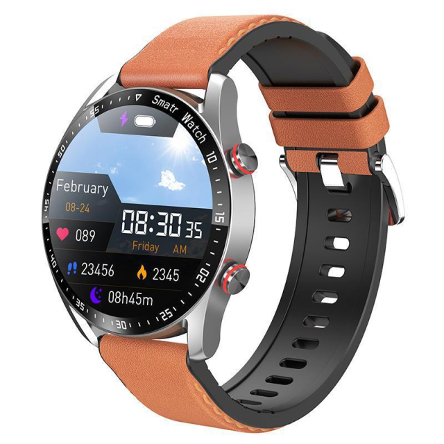 100066 ECG Smart Watch with Silicone Strap, IP67 Waterproof, Compatible with iOS & Android