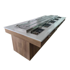 Revolving grill and hot pot table