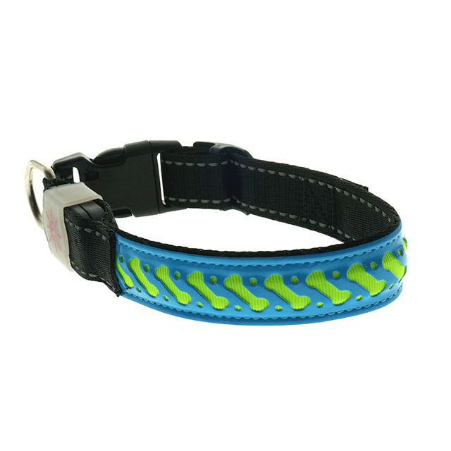 Novelty Nylon Rechargeable Adjustable Buckle Waterproof installed battery Customization Outdoor LED Dog Collar Leash Pet Light