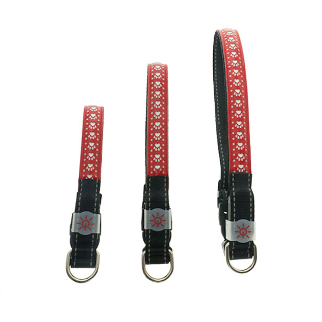 Novelty Nylon Rechargeable Adjustable Buckle Waterproof installed battery Customization Outdoor LED Dog Collar Leash Pet Light