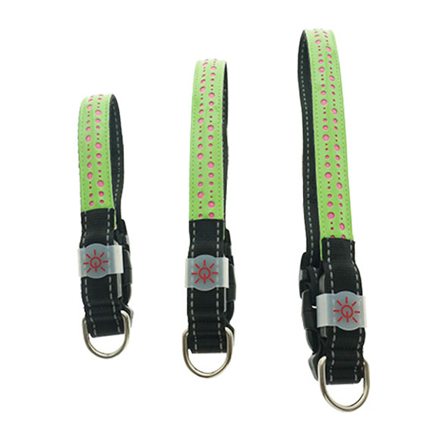 Novelty Nylon Rechargeable Adjustable Buckle Waterproof installed battery Customization Outdoor LED Dog Collar Leash Pet Light