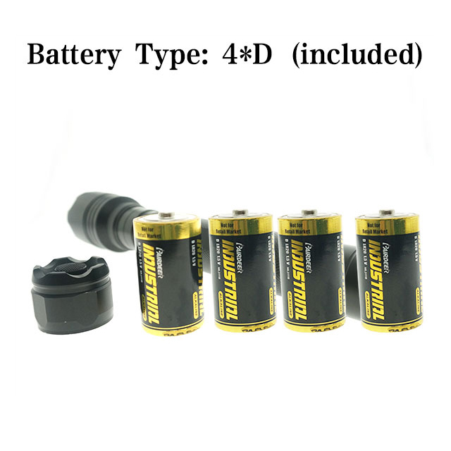 Professional Tough high power long range illuminated Waterproof 4*D Customization Outdoor LED Torch Work Light Flashlight