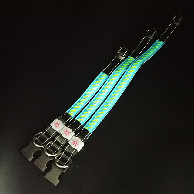 Novelty Nylon Rechargeable Adjustable Buckle Waterproof installed battery Customization Outdoor LED Dog Collar Leash Pet Light