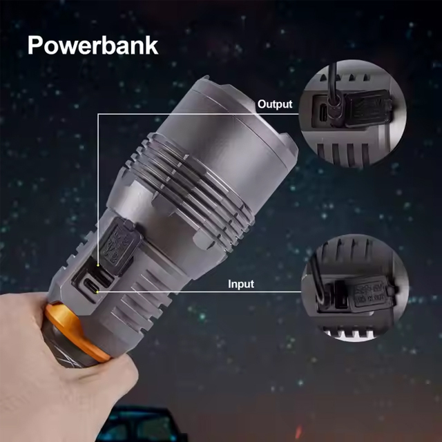 IPX4 Rechargeable High Powered COB Flashlights: 12000 Lumens LED Flashlight with Aluminium Body for Extreme Conditions