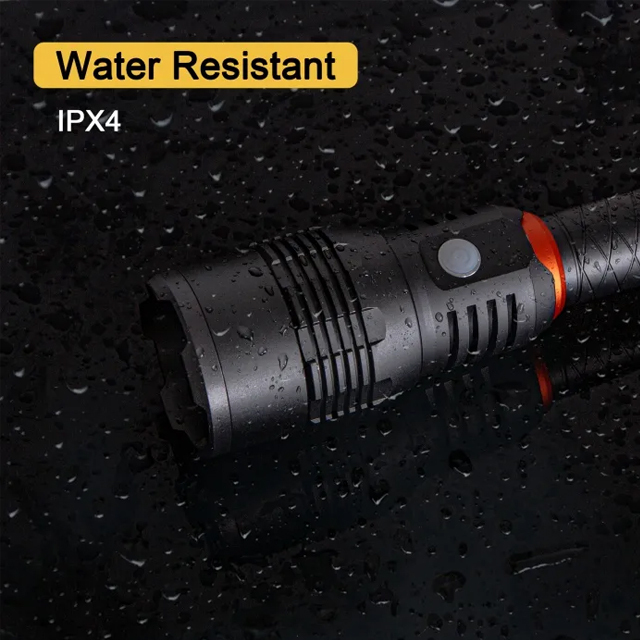IPX4 Rechargeable High Powered COB Flashlights: 12000 Lumens LED Flashlight with Aluminium Body for Extreme Conditions