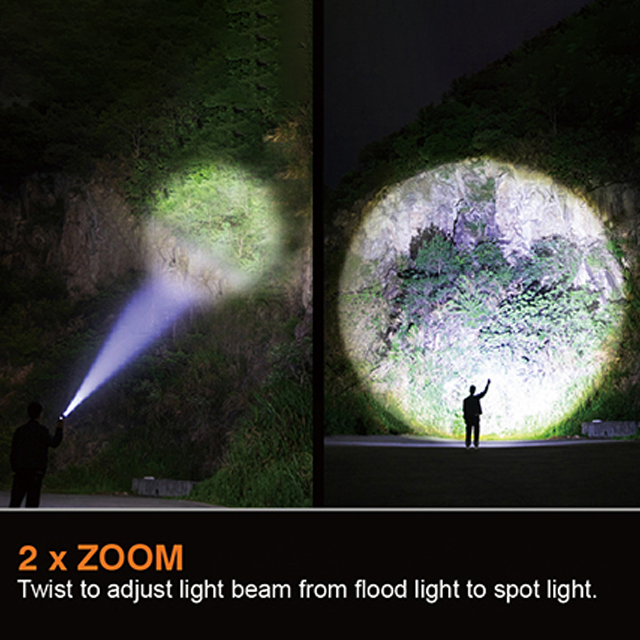 High Powered Aluminium Rechargeable COB Flashlight - 12000 Lumens for Emergency Use