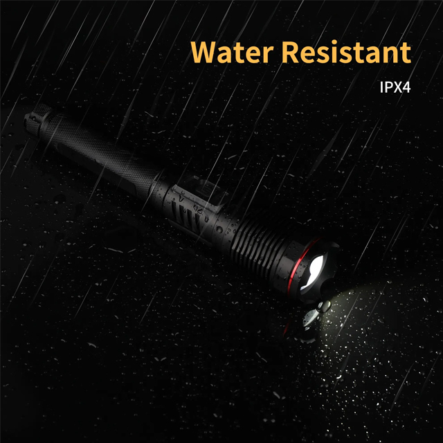 IPX4 Rechargeable 6000 lumen Aluminum Durable and Portable COB Flashlight: High Power and Versatile for Professional Use