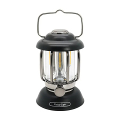 Outdoor Atmosphere IPX4 370-lumen rechargeable Retro Camping Light with hook: COB Waterproof Portable Lantern for Tents and Campsites
