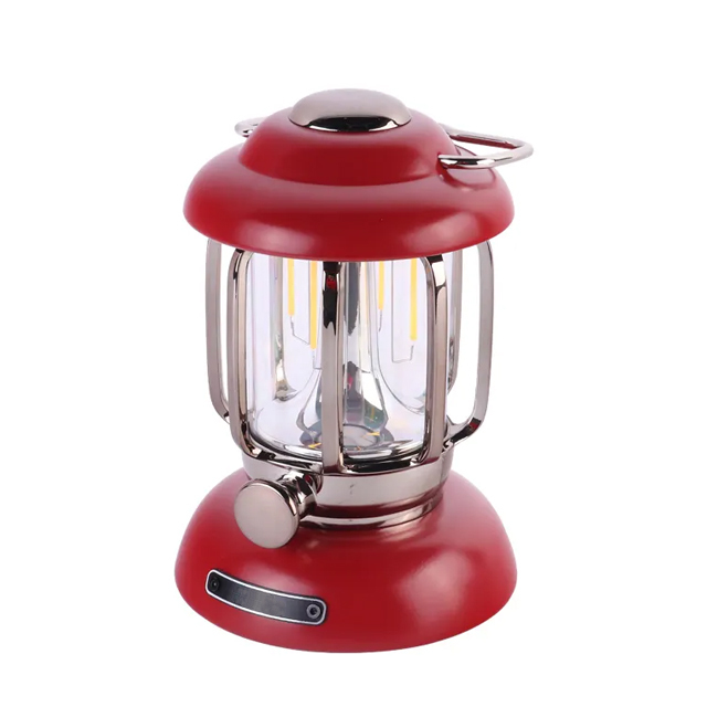 Outdoor Atmosphere IPX4 370-lumen rechargeable Retro Camping Light with hook: COB Waterproof Portable Lantern for Tents and Campsites