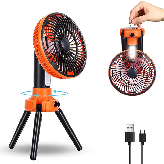 LED IPX4 130 lumen Camping Light with Fan: Rechargeable and Foldable for Outdoor Adventures