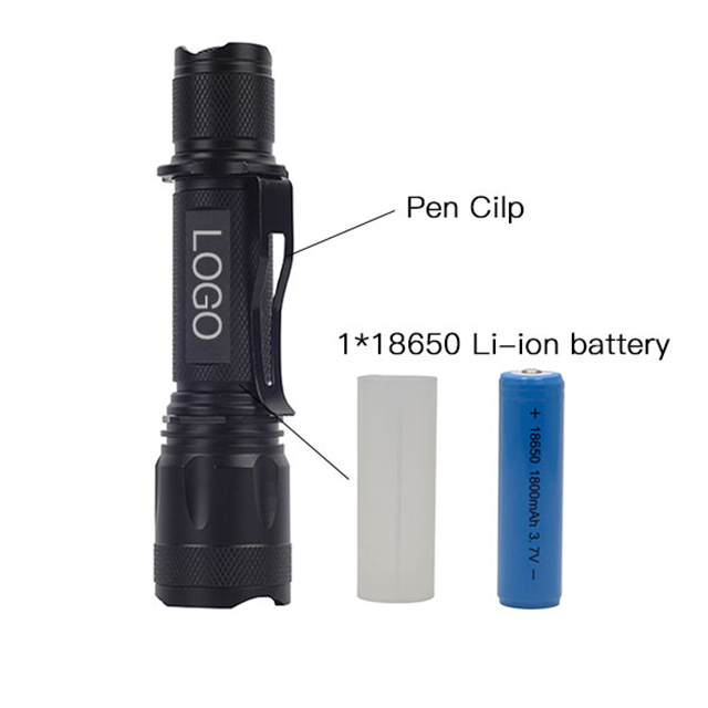 Popular Flexible High Bright Rechargeable Adjustable Zooming Waterproof 18650 EDC LED Torch light Flashlight with Pen clip