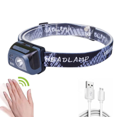 Portable Rechargeable LED Headlamp with Sensor - Waterproof and Ideal for Fishing and Camping