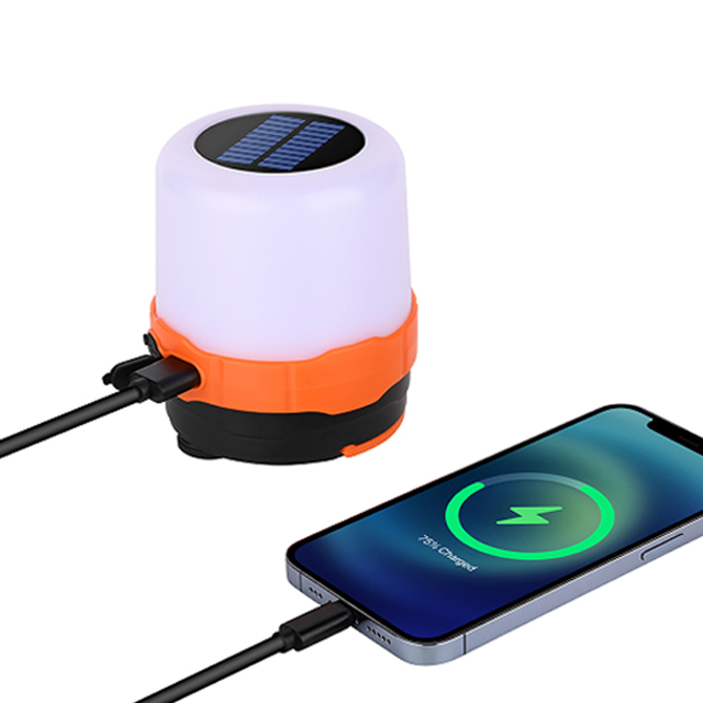 Rechargeable Portable LED Camping Light with Warm White and White LEDs - Solar and Hand Crank Dynamo Powered