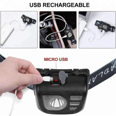 Portable Rechargeable LED Headlamp with Sensor - Waterproof and Ideal for Fishing and Camping