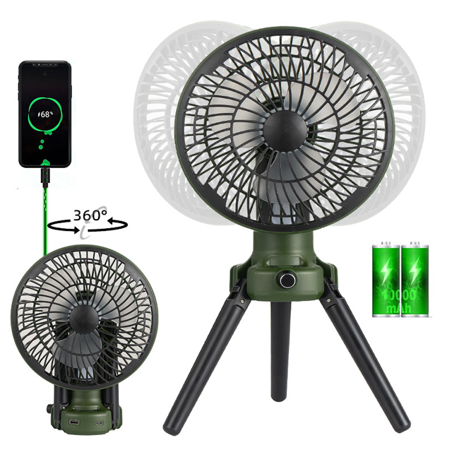 LED IPX4 130 lumen Camping Light with Fan: Rechargeable and Foldable for Outdoor Adventures