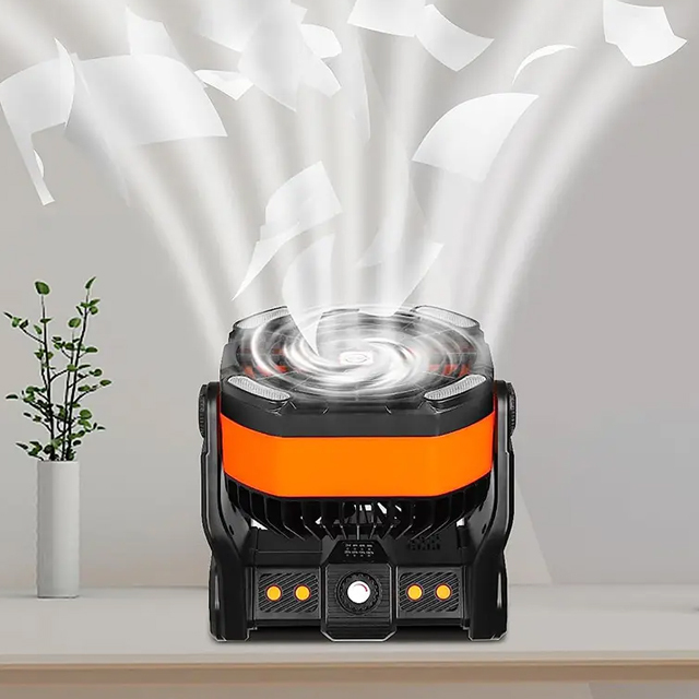 IPX4 200 lumen Rechargeable Outdoor Portable Camping LED Fan with Dual Motors: Versatile and Portable for Hiking and Camping