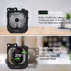 Portable IPX4 75 lumen 10400mAh Outdoor Rechargeable Fan Camping Light: Retro-Style Multifunctional LED Camping Light