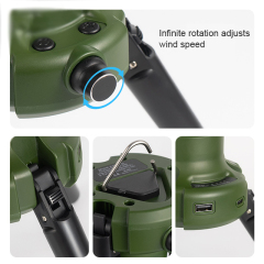 LED IPX4 130 lumen Camping Light with Fan: Rechargeable and Foldable for Outdoor Adventures