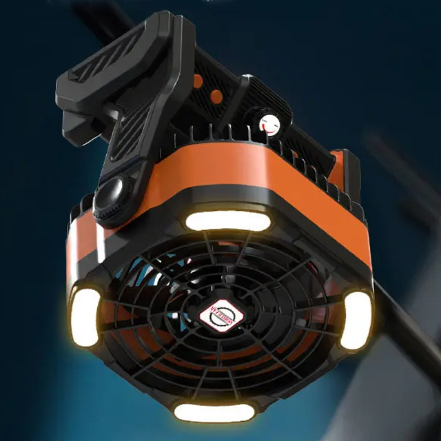 IPX4 200 lumen Rechargeable Outdoor Portable Camping LED Fan with Dual Motors: Versatile and Portable for Hiking and Camping