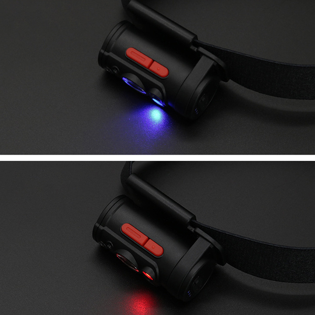 Rechargeable IPX4 130 lumen SMD LED Headlamp with Blue, Red, and Sensor LEDs for Multi-Light Functions for Camping, Running, and Hiking