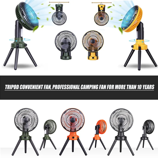 LED IPX4 130 lumen Camping Light with Fan: Rechargeable and Foldable for Outdoor Adventures
