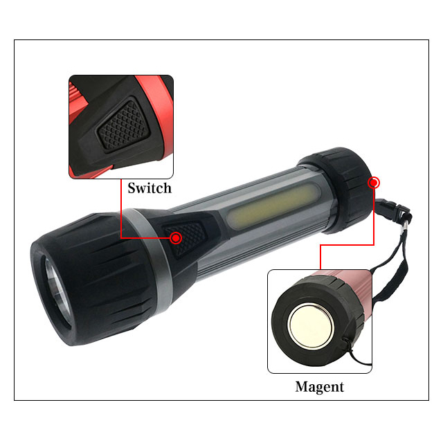 New product Rubber High Bright COB Car Repairing Magnetic multi tool 3*AAA/2*AA/2*D customized Working LED Torch Work Light Flashlight