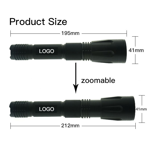 New product High quality blind bright Rechargeable Zoomable Waterproof illuminated customized Outdoor LED Torch light Flashlight