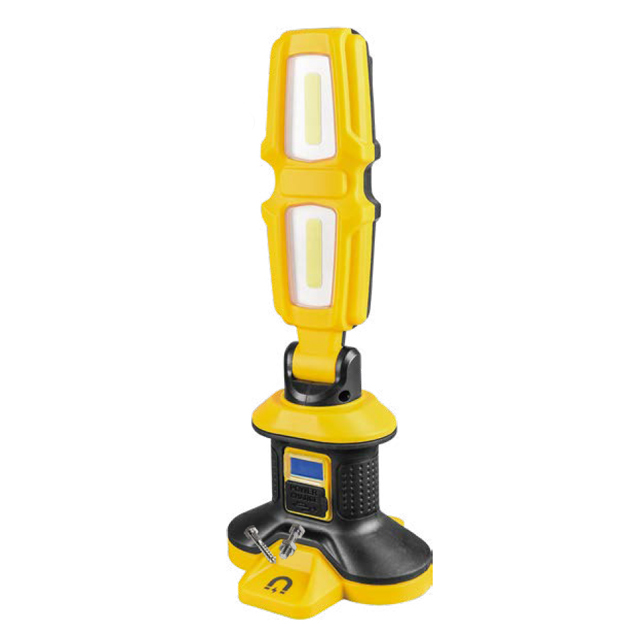 All-in-One 20W 1500 lumen COB Work Light Speaker: Rechargeable, Rotatable, and Tripod-Compatible for outdoor and workshop