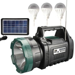Solar Powered Emergency Rechargeable IPX4 1000 lumen Handle Spotlight with BT FM Radio LCD Display: Multi-Function LED Work Light for Outdoor and Workshop