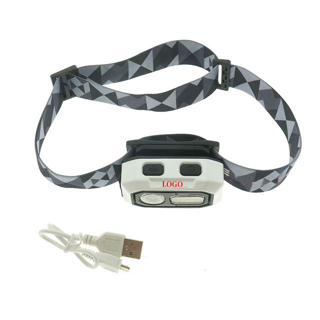 Hiking small size portable Rechargeable Waterproof illuminated LED Camping light Head lamp with colorful ABS headlightUnique Portable Glowing Li-ion rechargeable  caving exploring Waving Sensor customize EDC LED Camping light Head lamp