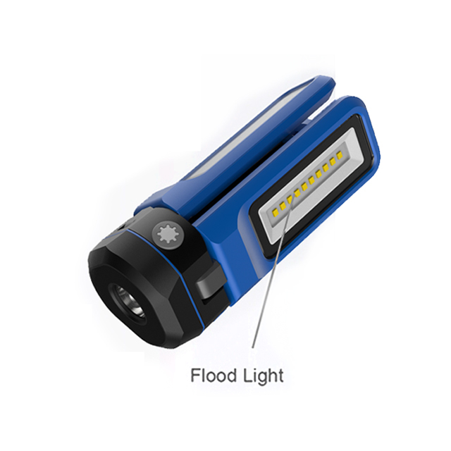 Portable Work Light with Magnetic Base, Telescopic Boom, and Rechargeable Battery