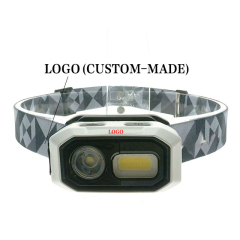 Hiking small size portable Rechargeable Waterproof illuminated LED Camping light Head lamp with colorful ABS headlightUnique Portable Glowing Li-ion rechargeable  caving exploring Waving Sensor customize EDC LED Camping light Head lamp