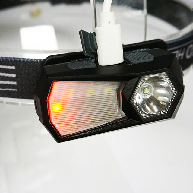 Hiking small size portable Rechargeable Waterproof illuminated LED Camping light Head lamp with colorful ABS headlight
