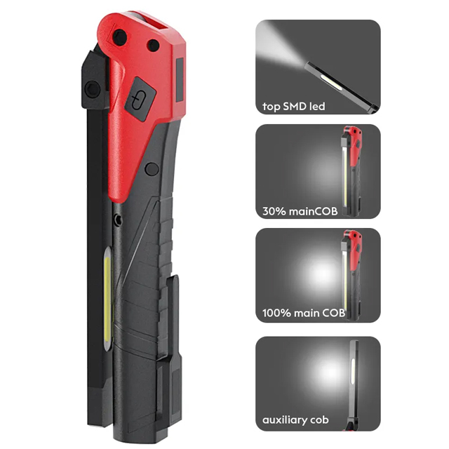 Rechargeable Foldable Pocket IPX4 320 lumen COB Work Light with Magnetic: Portable Lighting for Inspection and Repair