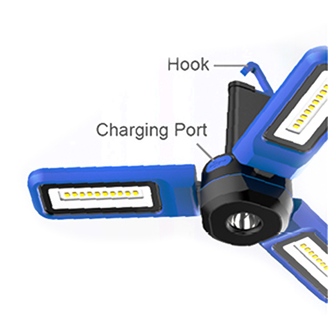 Portable Work Light with Magnetic Base, Telescopic Boom, and Rechargeable Battery