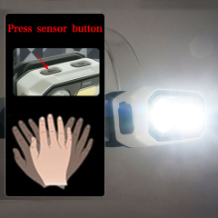 Hiking small size portable Rechargeable Waterproof illuminated LED Camping light Head lamp with colorful ABS headlightUnique Portable Glowing Li-ion rechargeable  caving exploring Waving Sensor customize EDC LED Camping light Head lamp