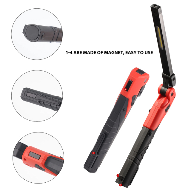 Rechargeable Foldable Pocket IPX4 320 lumen COB Work Light with Magnetic: Portable Lighting for Inspection and Repair