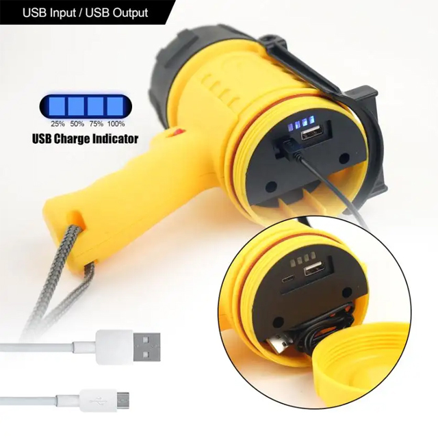 IP67 XHP50 Rechargeable Spotlight: 1500 Lumen Handy LED Work Light for Industrial and Outdoor Tasks