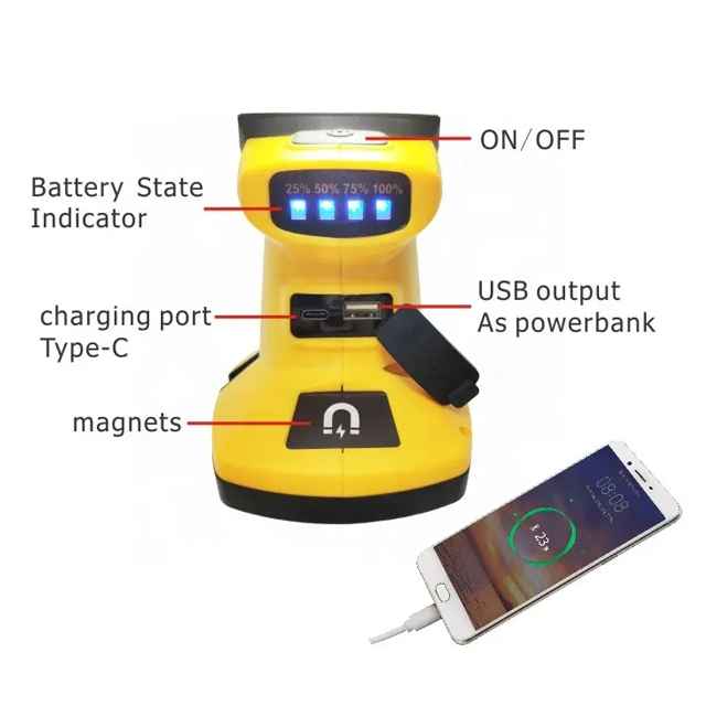 30W 2800 lumen Folding COB Work Light with Magnetic Base and Hook - Rechargeable and Portable for for Emergency and Workshop