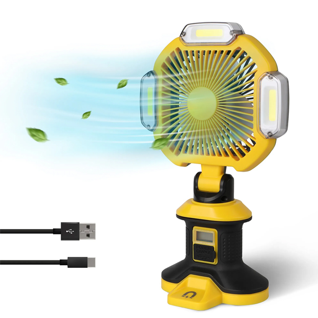 Rechargeable LED Work Light with Cordless Fan: A Multifunctional Lighting Solution for Outdoor and Indoor Use