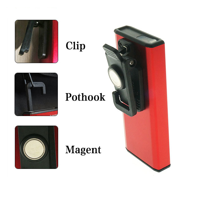 New design  High quality Rechargeable Magnetic Waterproof Clip-On Li-ion battery customize Tools LED Torch Work Lamp Flashlight