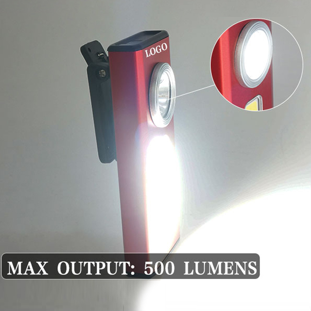 New design  High quality Rechargeable Magnetic Waterproof Clip-On Li-ion battery customize Tools LED Torch Work Lamp Flashlight